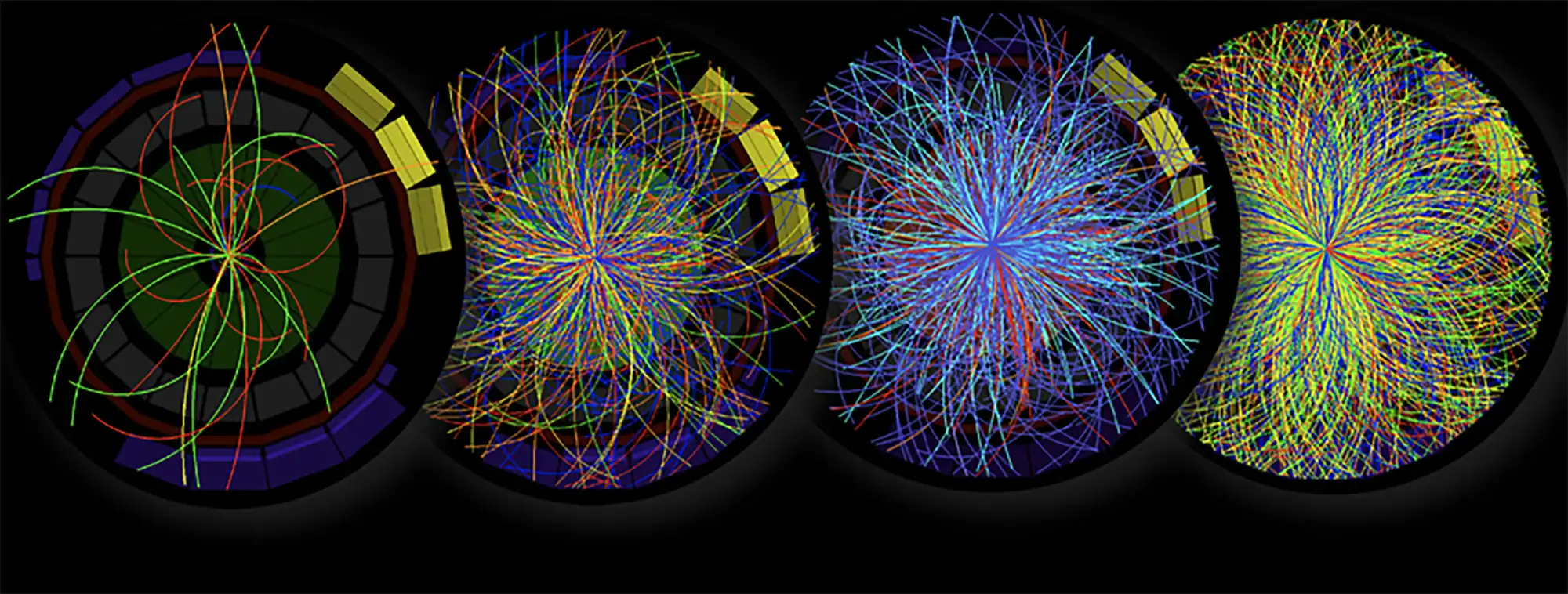 Event displays of particle collisions from the ALICE experiment at CERN